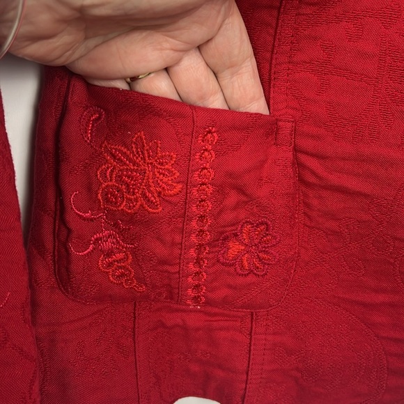 Coldwater Creek Womens Blazer/Jacket 10P Red Mandarin Collar Button Down Lined - Picture 4 of 15